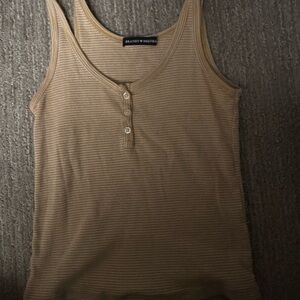Brandy Melville Yellow and White Striped Tank Top